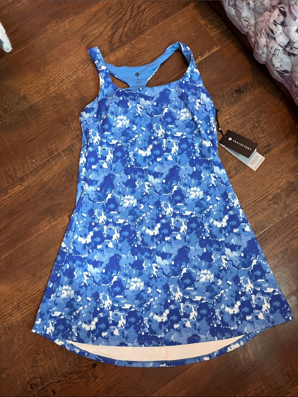 Women’s Blue Printed Casual Tank Dress by